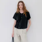 STAY PIN TUCK BLOUSE - BLACK