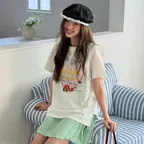 빈티지 그래픽 포인트 오버핏 반팔 티셔츠 OW6ME5500