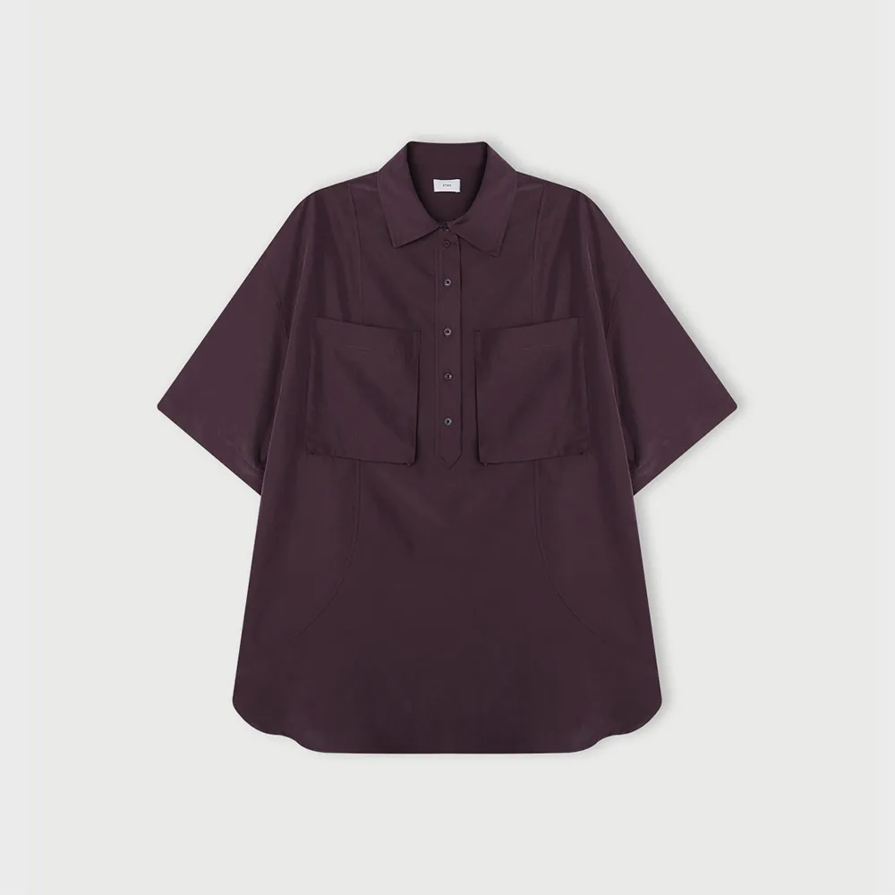 RAYON BUTTON SHIRT (PURPLE WINE)