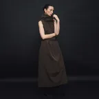HIGH NECK STRAP DRESS (BROWN)