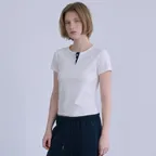 COLOR HENLEY NECK HALF-TOP (IVORY)