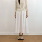cotton full long skirt-ivory