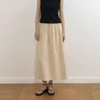 cotton full long skirt-beige