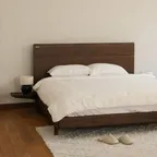 [7/8 29LIVE] 로빈 월넛 호두나무 원목 조명 침대 프레임