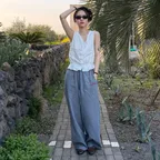 [슈멍 X 29EDITION][예약배송] Cotton sheer banding pants [FRSP07PT01]_Check navy