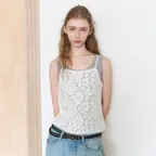 CROCHET KNIT SLEEVELESS TOP_WHITE