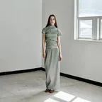 AUBE PLEATS LONG SKIRT [GREEN]