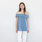 Ruffle Shoulder Blouse_Blue