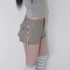 Layered Lace-Up Skirt shorts / Khaki Brown