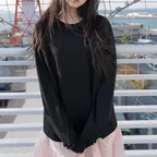 frill neck t shirt (black)