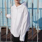 hooded cotton shirt (white)