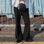 bootcut line pants (black)