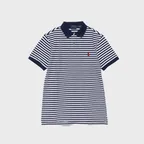커스텀 슬림핏 스트라이프 메시 폴로 셔츠 (NAVY-410)