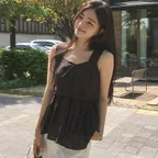 [여울 착용] gather wrinkle flared blouse (brown) orc 6025