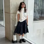 3 SHIRRING SKIRT DARK LAKE