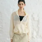 Hood shirring blouson (cream)