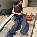 TWO TUCK DENIM SLACKS - INDIGO