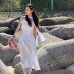 [루피타 PICK] WOMAN 레이스 슬리브리스 롱 원피스 [WHITE] / GF2LOP505