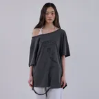 VINTAGE ASYM BOXY TEE - CHARCOAL