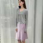 Satin midi lace lavender skirt
