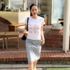 Frill Midi Skirt - Sky blue