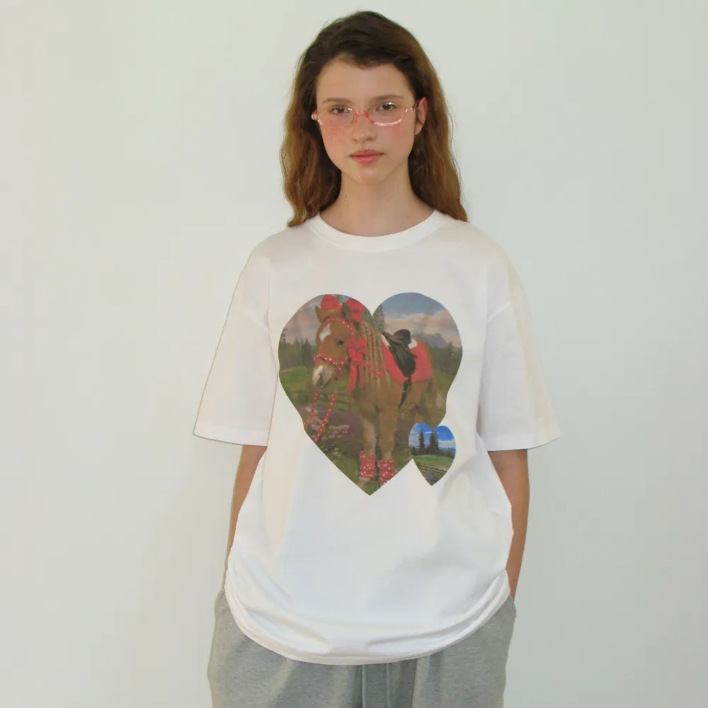 PONY HEART OVER FIT T SHIRT WHITE