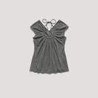 BREEZE HALTER SHIRRING BLOUSE_GREY