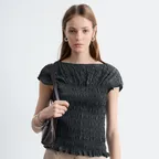 스모크 보트넥 탑 (Grey Dark off-black)