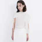 Pleated Top & Scarf Set Cream