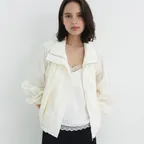 Summer Nylon Shirred Blouson Cream