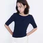 [4th]Summer Boat Neck Mid Sleeve T-Shirt