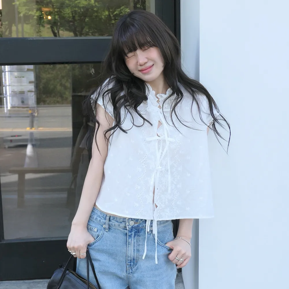 SCALLOP FRILL BLOUSE_WHITE