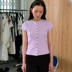 BUTTON HALF T-SHIRT - PURPLE