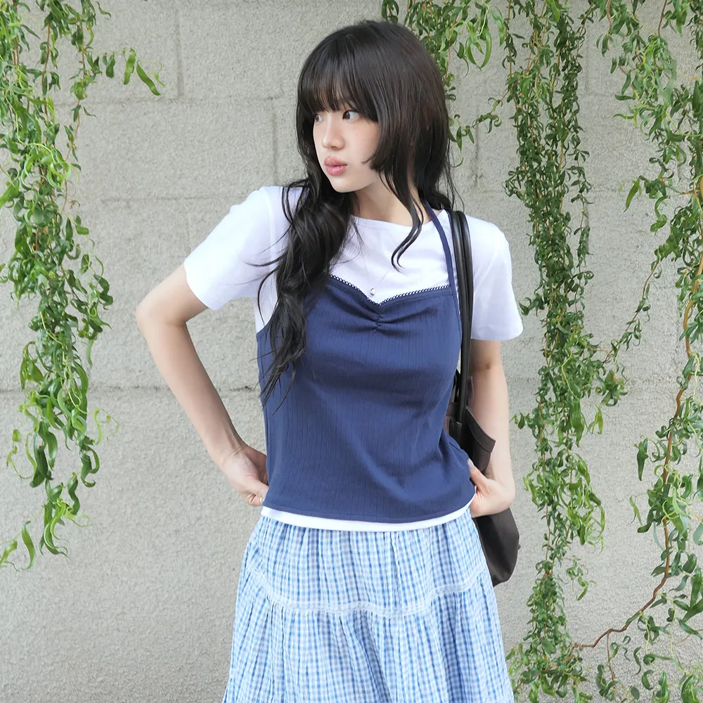 HALTER NECK LAYERED T-SHIRT SET_WHITE