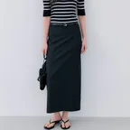 STANDARD FIT SUMMER LONG SKIRT - BLACK