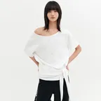 나딘 원숄더 랩 오버사이즈 티셔츠_화이트 / NADINE ONE-SHOULDER WRAP OVERSIZED T-SHIRT_WHITE