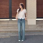 SEMI BOOTCUT DENIM PANTS_WASHED BLUE