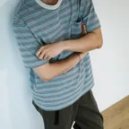 WASHED BORDER S/S T-SHIRT [TURQUOISE]