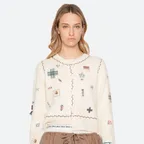(W) CLAIRA EMB KNIT CARDIGAN (D1) (CREAM)