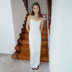 LINEN BLEND SHEER STRING KNIT SKIRT - IVORY