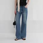 Vila Stripe Straight Denim (Mid Blue)