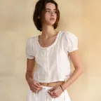 [에이핑크 보미착용/3차 REORDER] SCOOP NECK LACE BLOUSE [WHITE]