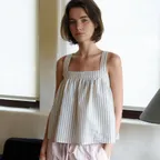 FLOWY STRIPED BLOUSE [IVORY]