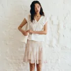 Smudge Gored Skirt_cream