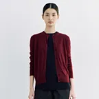 Summer Round Neck Knit Cardigan_Burgundy
