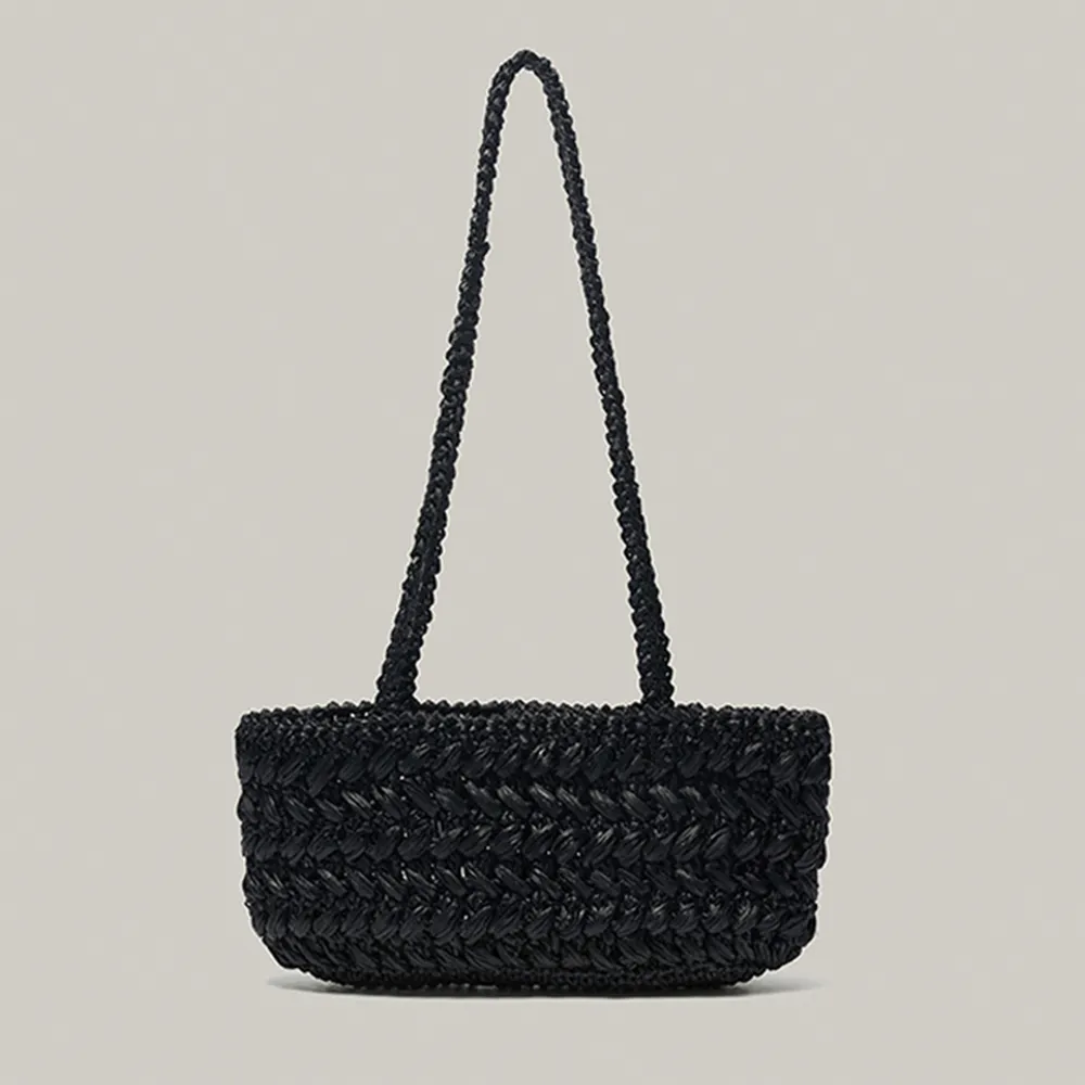 Tara Raffia Bag (Black)