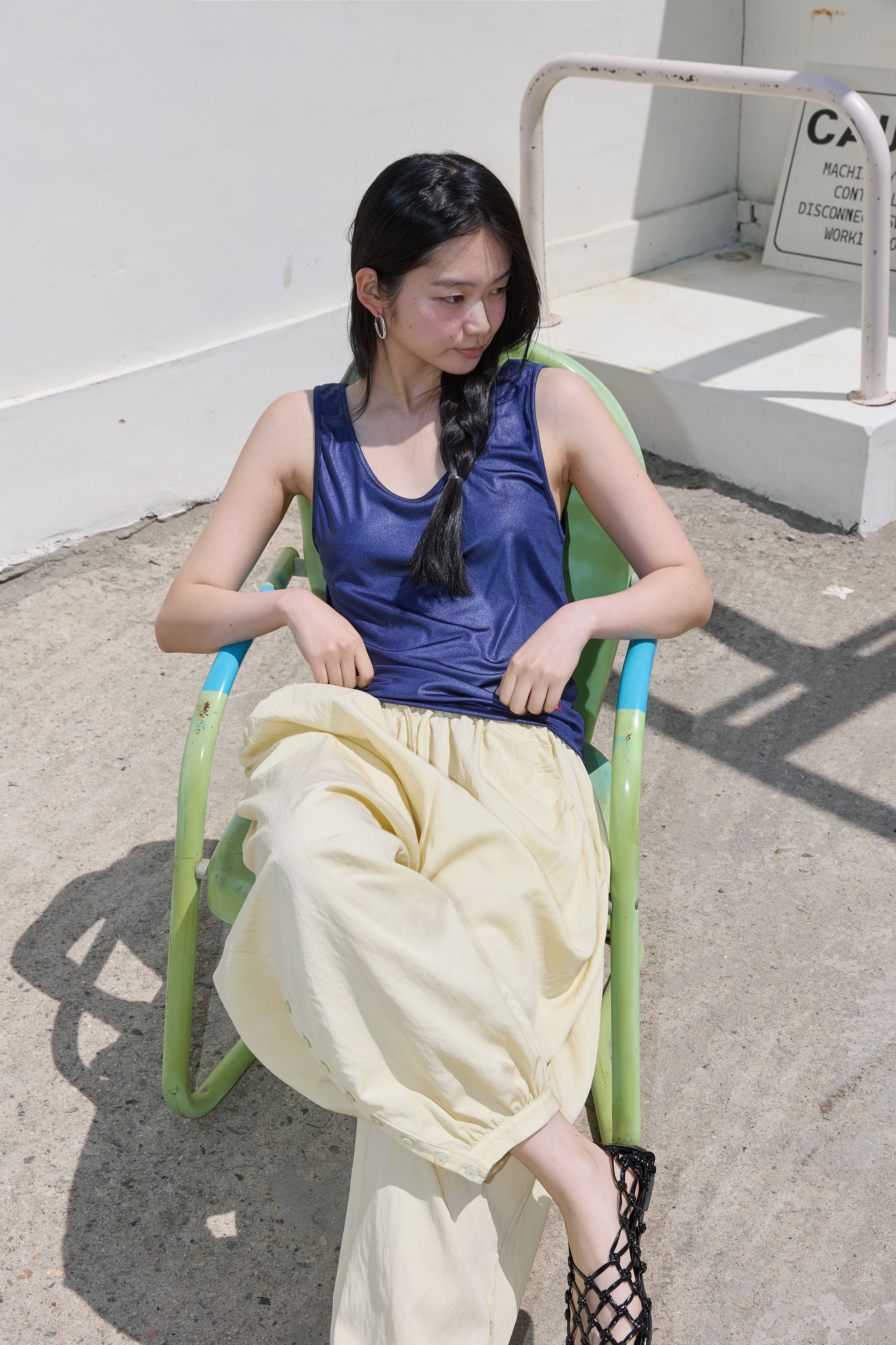 BUTTON DETAIL SHIRRING PANTS - 3 COLORS BUTTER