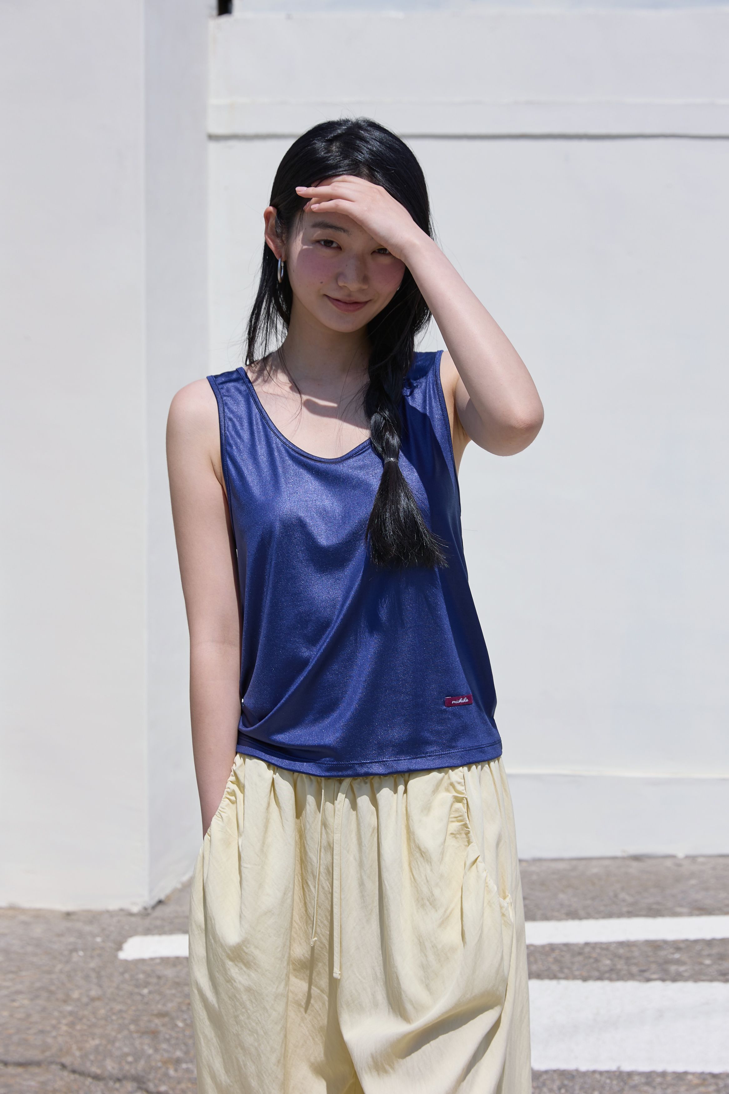BUTTON DETAIL SHIRRING PANTS - 3 COLORS BUTTER