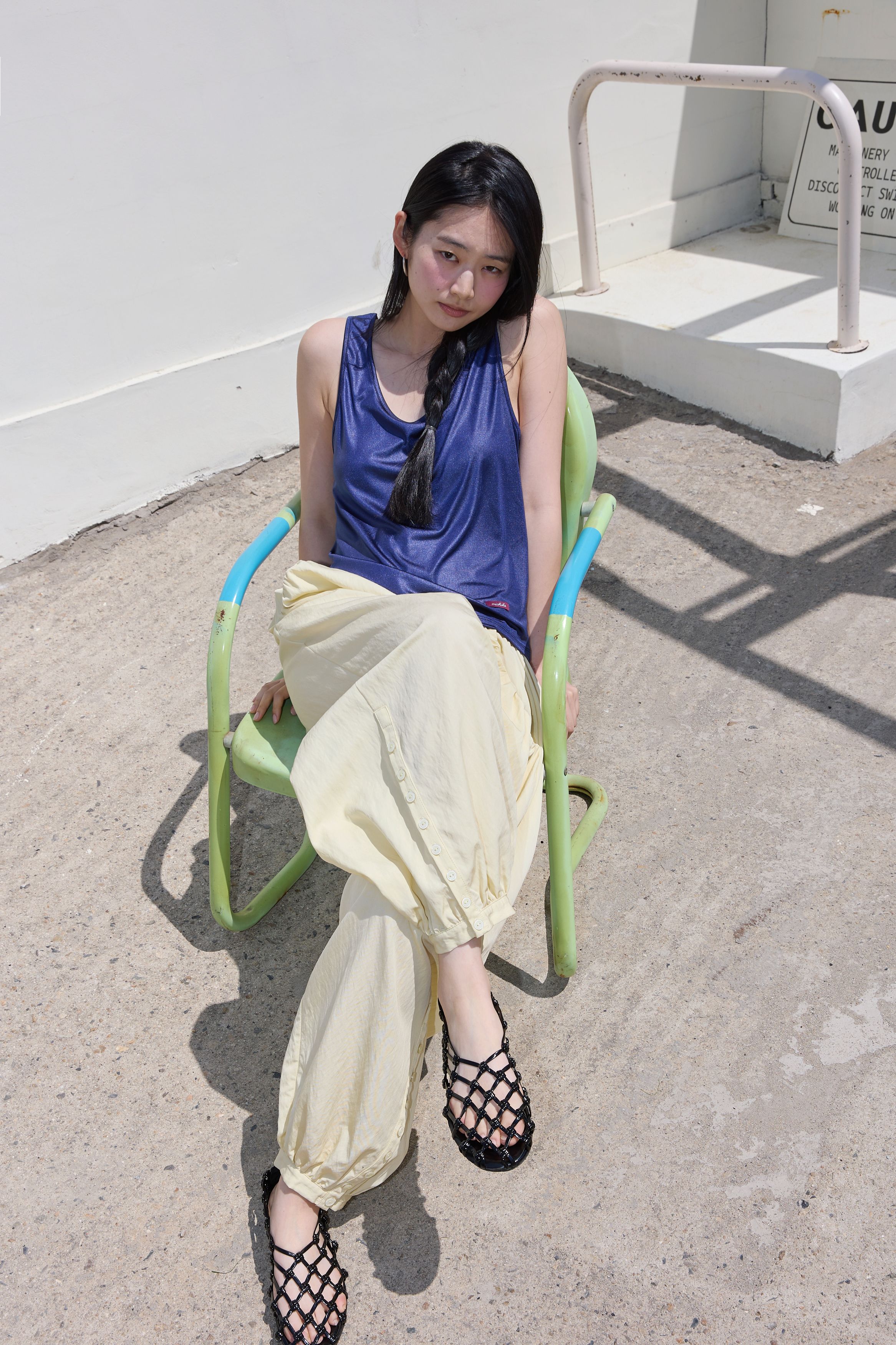 BUTTON DETAIL SHIRRING PANTS - 3 COLORS BUTTER