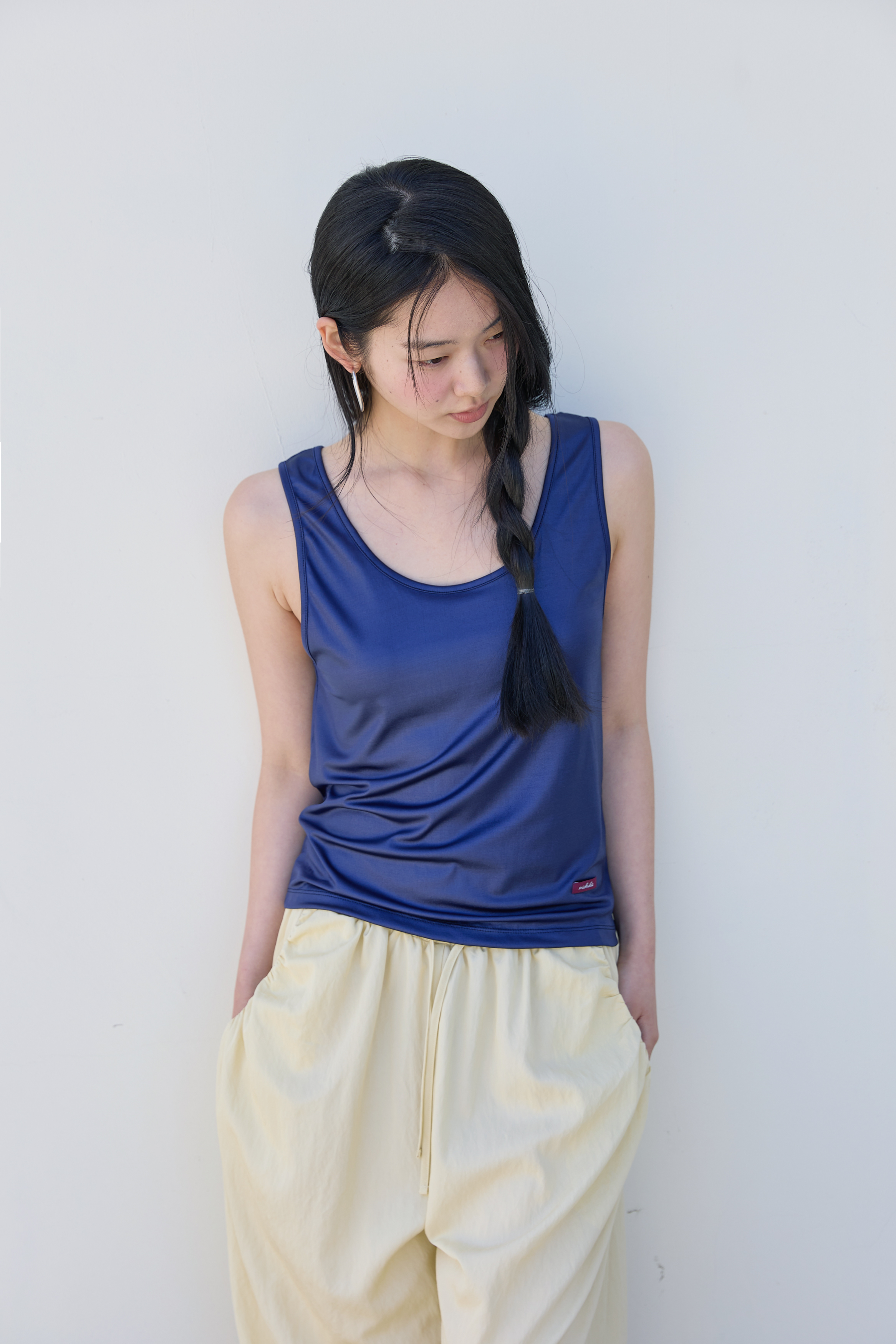 BUTTON DETAIL SHIRRING PANTS - 3 COLORS BUTTER